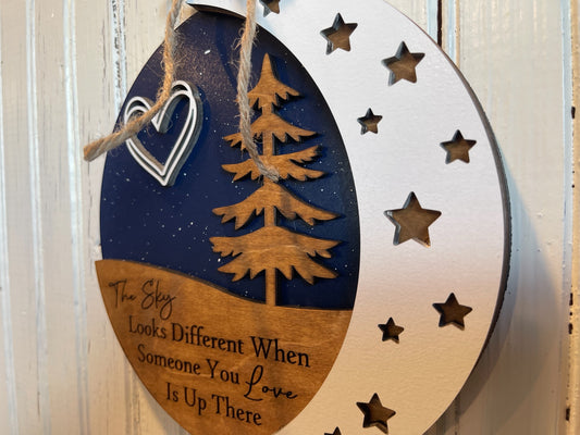 Bereavement Gift-The Sky Looks Different-3D Sign Ornament-Memorial-Funeral-Sympathy-remembrance-Loss of a Loved One-Keepsake - Wooden Hearts Inc