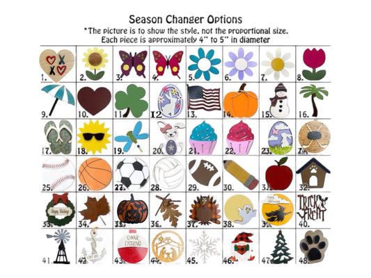 Welcome Season Changer + Interchangeable piece Door Hanger Welcome Wreath Custom 14" Round Sign - Wooden Hearts Inc