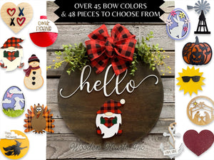 FALL Welcome Season Changer + Interchangeable piece Door Hanger Wreath Custom 14" Round Sign - Wooden Hearts Inc