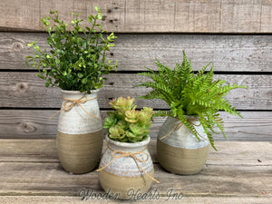 2 Tone Vase SUCCULENT PLANTS in Ceramic Pottery bottle Pot Jar Mini Greenery Decor - Wooden Hearts Inc