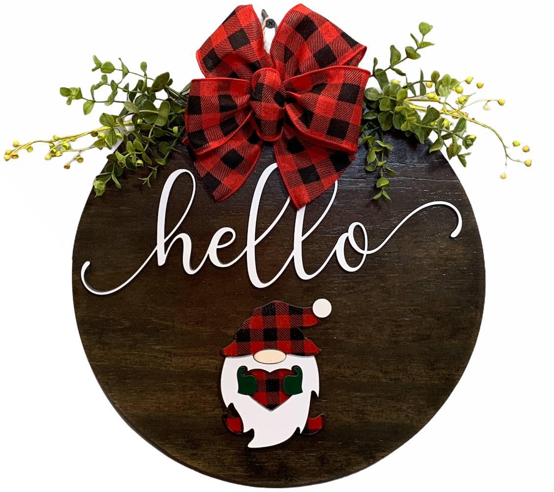 Welcome Season Changer + Interchangeable piece Door Hanger Welcome Wreath Custom 14" Round Sign - Wooden Hearts Inc