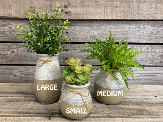2 Tone Vase SUCCULENT PLANTS in Ceramic Pottery bottle Pot Jar Mini Greenery Decor - Wooden Hearts Inc