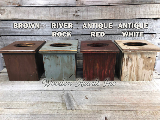 TISSUE BOX COVER, Wood Kleenex Holder, Square, Kitchen Bathroom, Wooden distressed - Wooden Hearts Inc