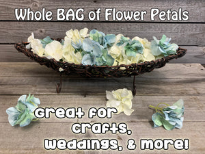 1 BAG FLOWER Petals Hydrangea *Great for Weddings, Crafts, and more! *Blue Green Amber White - Wooden Hearts Inc