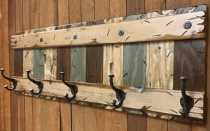 COAT Rack Wall 5 Hook Rustic Distressed Sturdy Wood Entryway Bathroom Office 44" - Wooden Hearts Inc