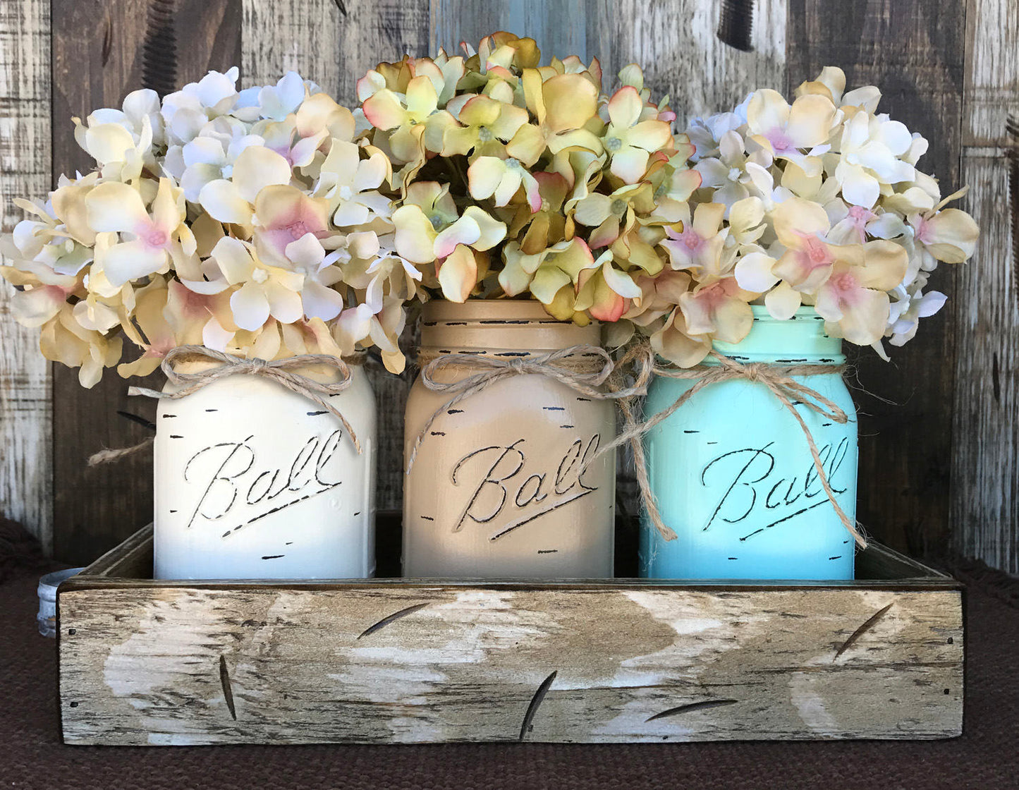 FLOWER STEM Hydrangea Peony for Centerpiece Table Kitchen Ball Jar Decor *Blue Cream Pink White - Wooden Hearts Inc