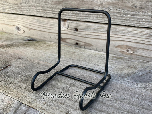 PLATE STAND Black Iron Metal Picture Frame Tile Easel Sign Table Tabletop Desk - Wooden Hearts Inc