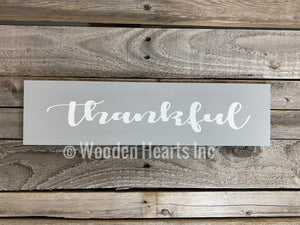 Thankful Sign *Blessed, Grateful gift home wood welcome 4x16 - Wooden Hearts Inc