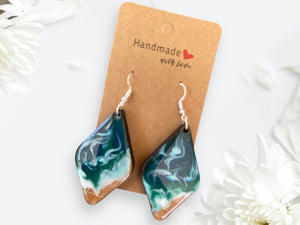 Earrings Handmade Silver hook Ocean inspired Jewelry - Wooden Hearts Inc