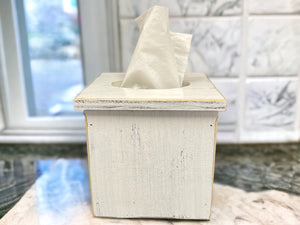 TISSUE BOX COVER, Wood  Holder, Square, Kitchen Bathroom, Wooden rustic distressed decor - Wooden Hearts Inc