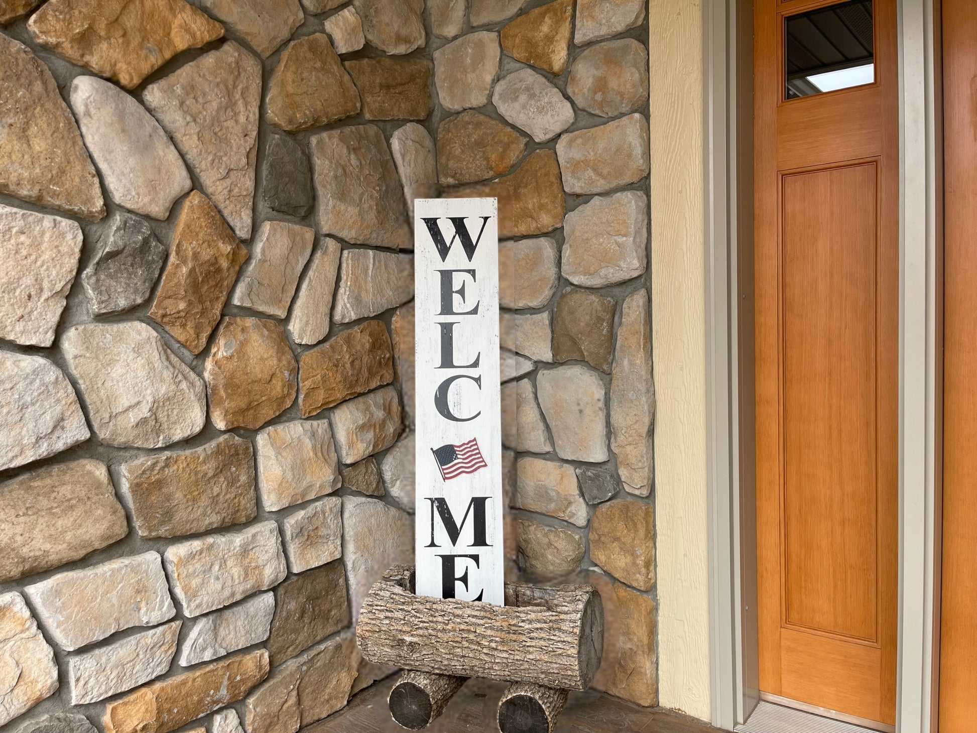 WELCOME SIGN 45" + 1 interchangeable SEASON CHANGER PIECE Magnetic Sign Gift Porch Door - Wooden Hearts Inc