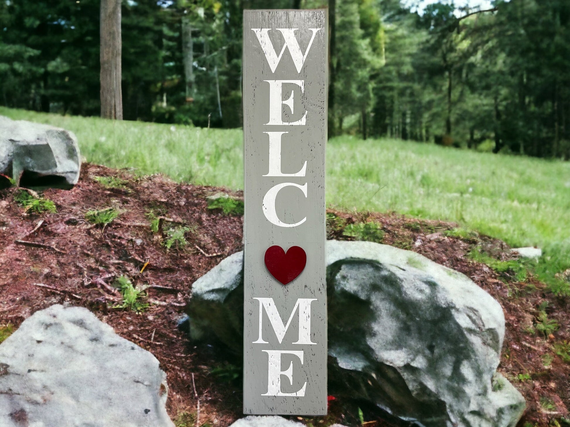 45" WELCOME SIGN + 1 interchangeable SEASON CHANGER PIECE Magnetic Sign Gift Porch Door - Wooden Hearts Inc