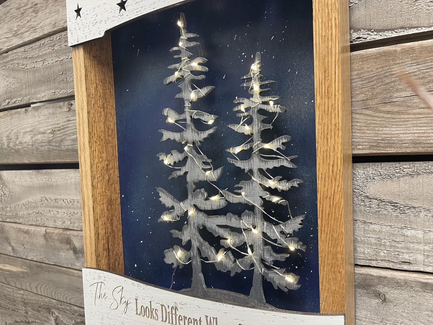 Bereavement Gift-The Sky Looks Different-3D Lighted Sign Shadow Box-Memorial-Funeral-Sympathy-remembrance-Loss of a Loved One-Keepsake - Wooden Hearts Inc