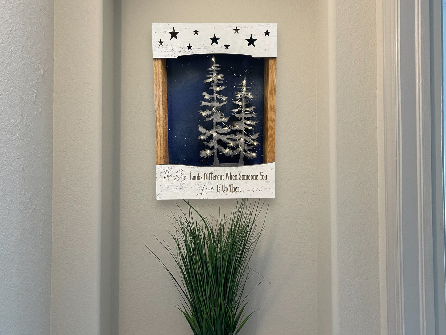 Bereavement Gift-The Sky Looks Different-3D Lighted Sign Shadow Box-Memorial-Funeral-Sympathy-remembrance-Loss of a Loved One-Keepsake - Wooden Hearts Inc