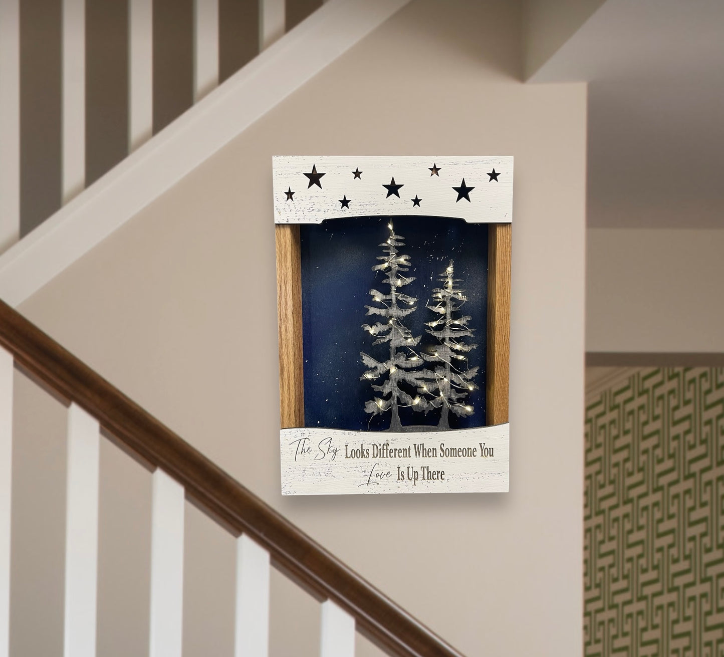 Bereavement Gift-The Sky Looks Different-3D Lighted Sign Shadow Box-Memorial-Funeral-Sympathy-remembrance-Loss of a Loved One-Keepsake - Wooden Hearts Inc