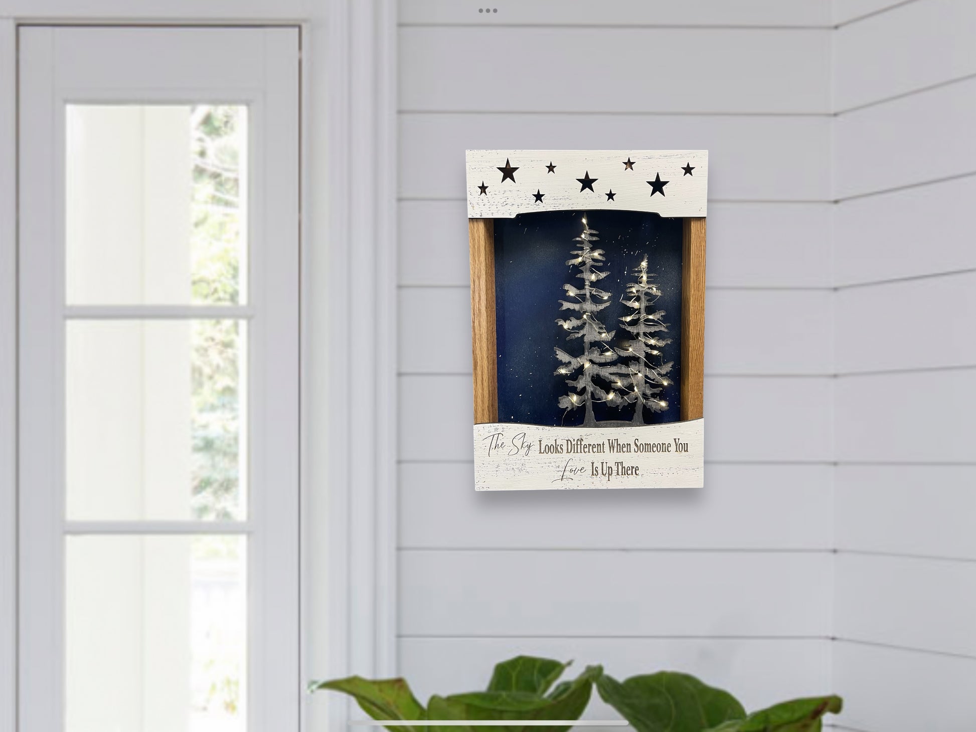Bereavement Gift-The Sky Looks Different-3D Lighted Sign Shadow Box-Memorial-Funeral-Sympathy-remembrance-Loss of a Loved One-Keepsake - Wooden Hearts Inc