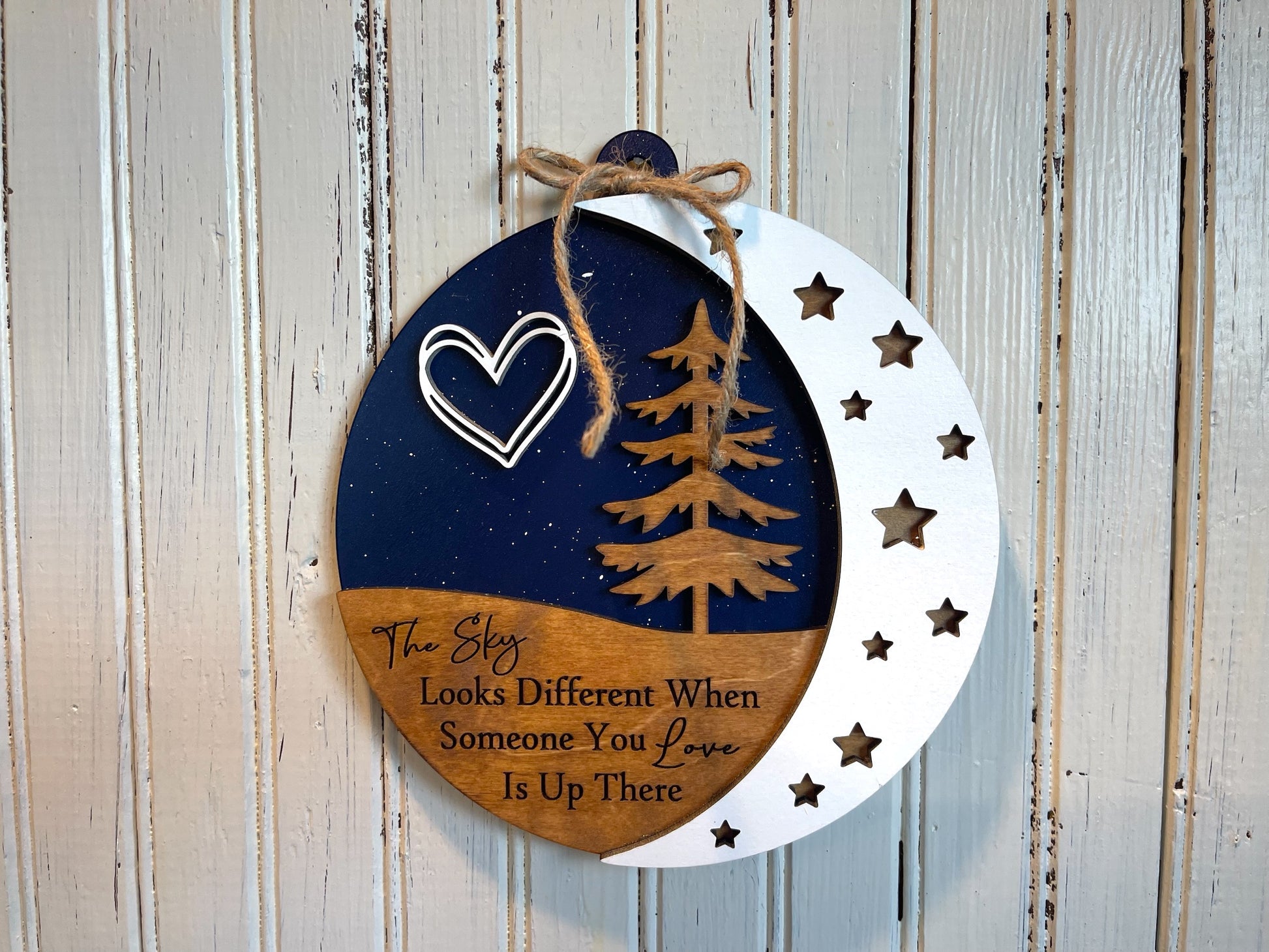 Bereavement Gift-The Sky Looks Different-3D Sign Ornament-Memorial-Funeral-Sympathy-remembrance-Loss of a Loved One-Keepsake - Wooden Hearts Inc