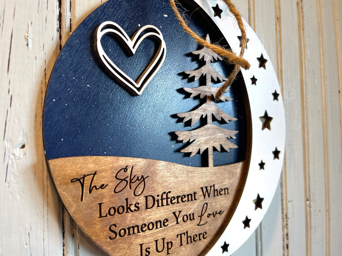 Bereavement Gift-The Sky Looks Different-3D Sign Ornament-Memorial-Funeral-Sympathy-remembrance-Loss of a Loved One-Keepsake - Wooden Hearts Inc
