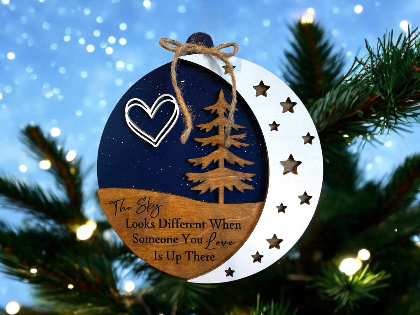 Bereavement Gift-The Sky Looks Different-3D Sign Ornament-Memorial-Funeral-Sympathy-remembrance-Loss of a Loved One-Keepsake - Wooden Hearts Inc