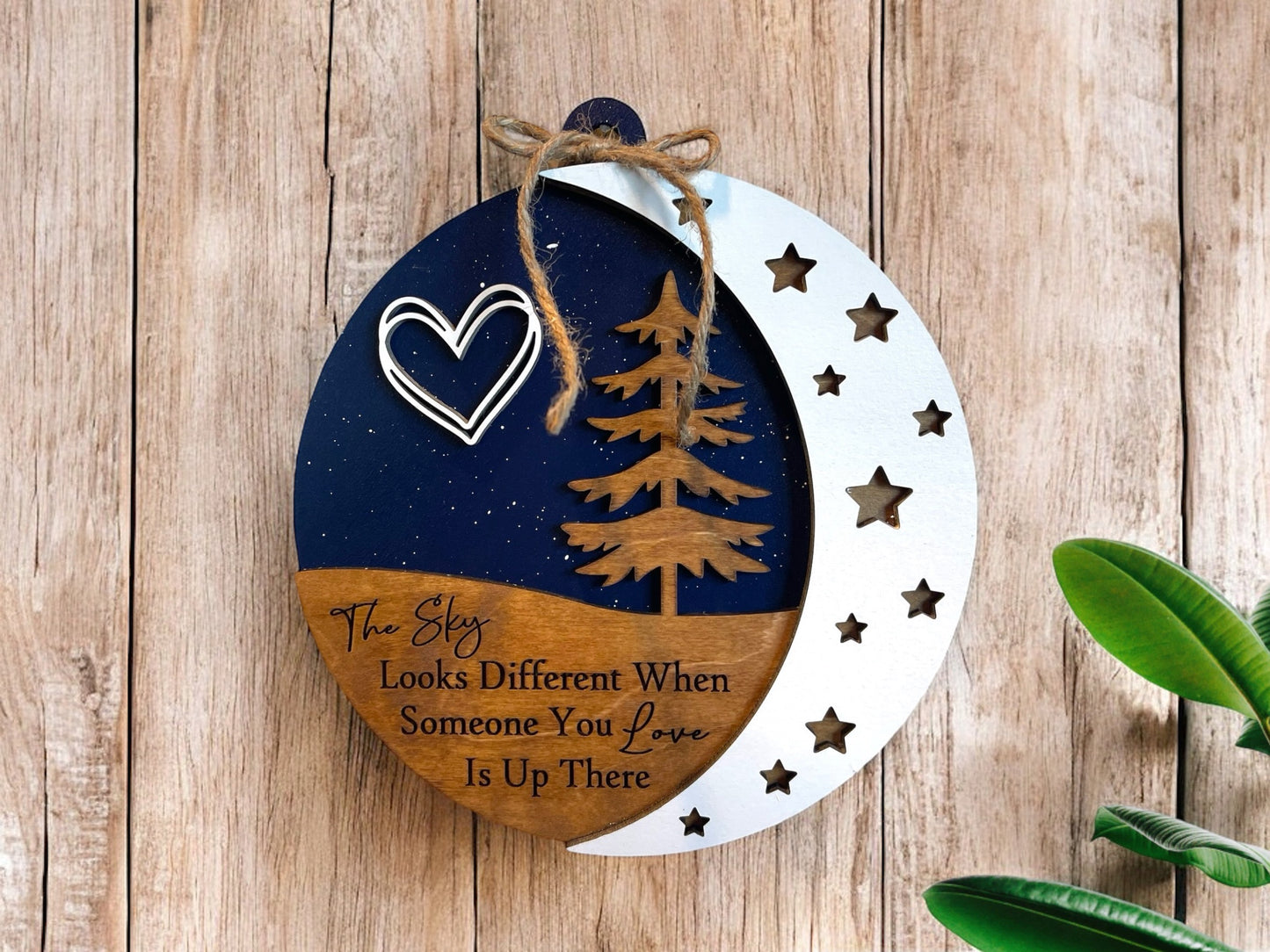 Bereavement Gift-The Sky Looks Different-3D Sign Ornament-Memorial-Funeral-Sympathy-remembrance-Loss of a Loved One-Keepsake - Wooden Hearts Inc