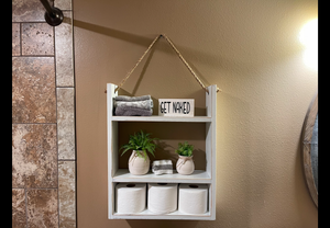 Ladder Shelf | BATHROOM Laundry kitchen Bedroom Livingroom | Home| Farmhouse rustic distressed | Towels | Toilet Paper | Spice Rack |Hanging