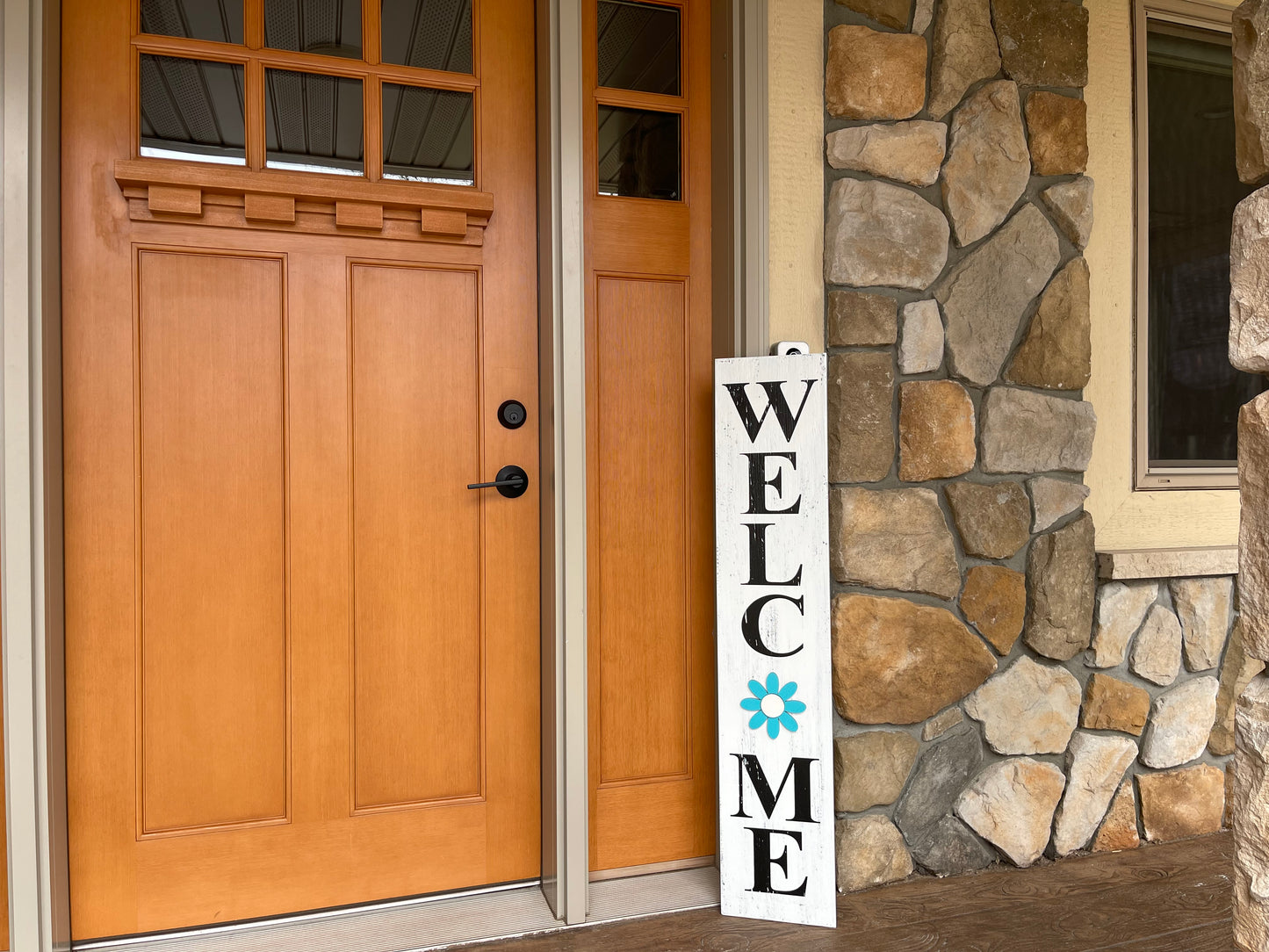 45" WELCOME SIGN + 1 interchangeable SEASON CHANGER PIECE Magnetic Sign Gift Porch Door - Wooden Hearts Inc