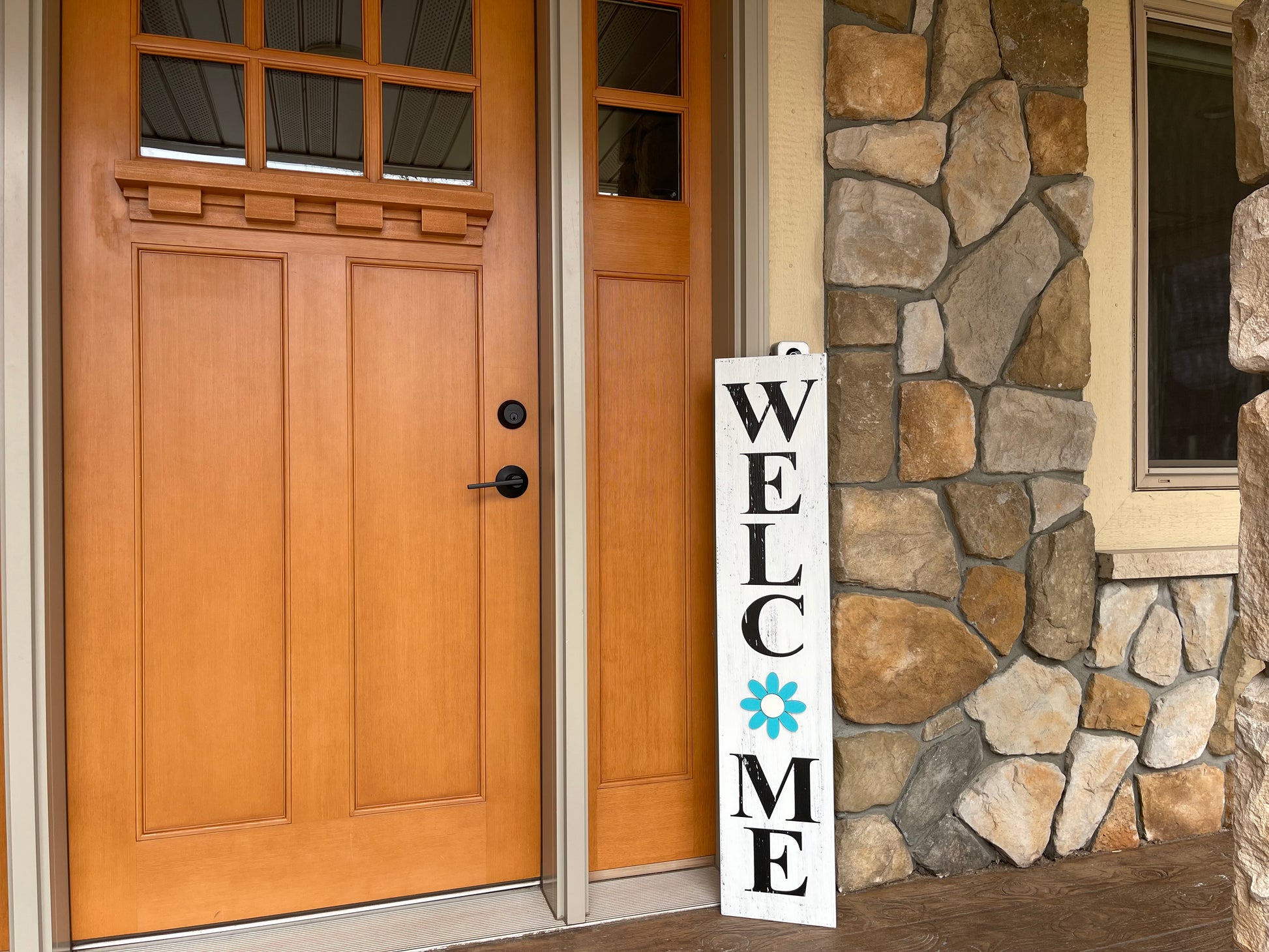 45" WELCOME SIGN + 1 interchangeable SEASON CHANGER PIECE Magnetic Sign Gift Porch Door - Wooden Hearts Inc