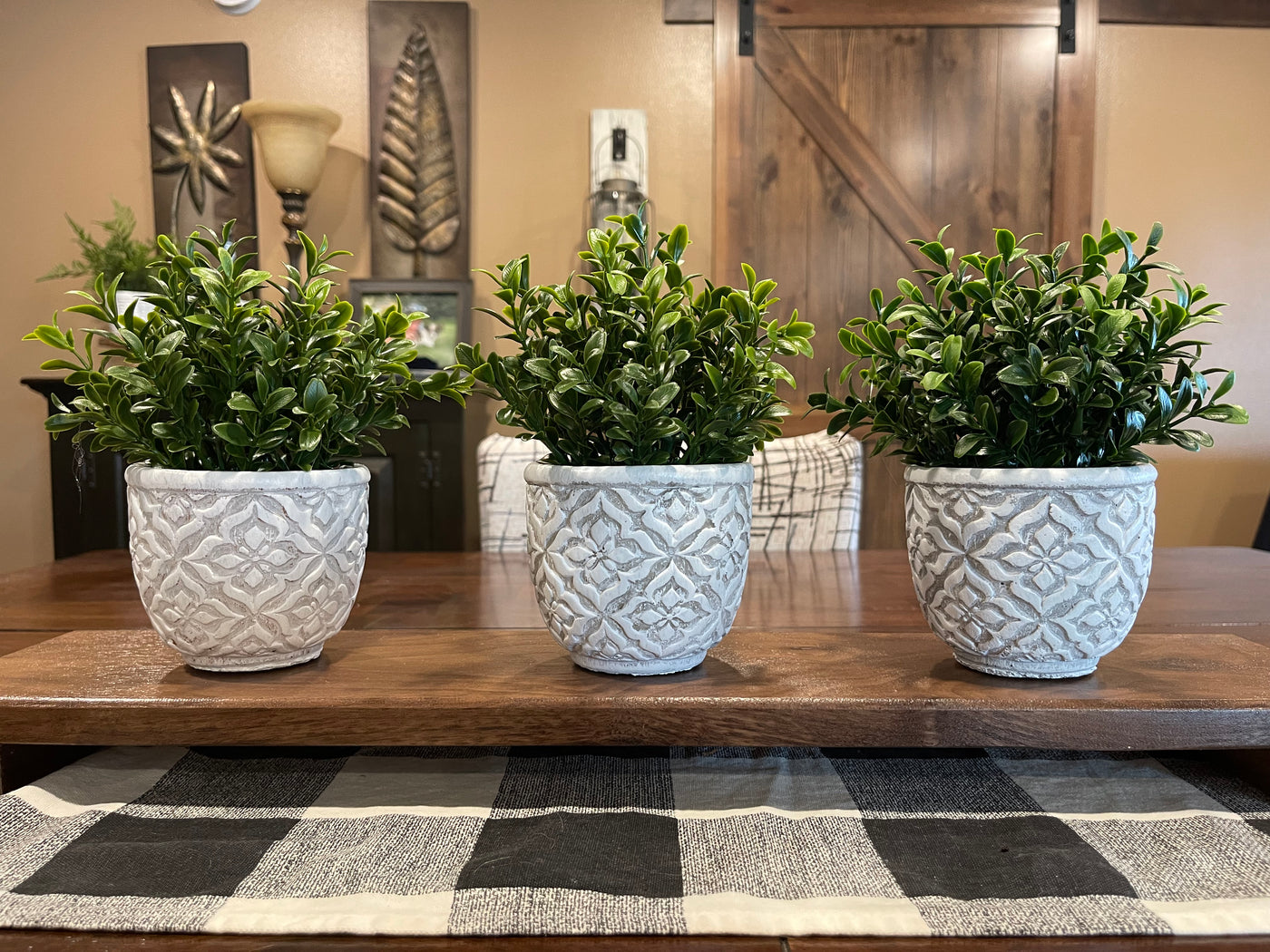 table potted plants Potted Plant Floral Centerpiece, Vase Boxwood Greenery, Farmhouse Style ,Classic Minimalist Decor, Table Shelf living Room Dining Kitchen