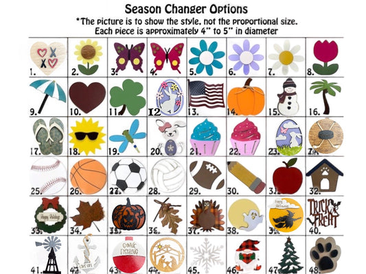 WELCOME SIGN 45" + 1 interchangeable SEASON CHANGER PIECE Magnetic Sign Gift Porch Door - Wooden Hearts Inc