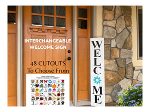 WELCOME SIGN + 1 interchangeable SEASON CHANGER PIECE Magnetic Sign Gift Porch Door - Wooden Hearts Inc