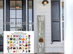 WELCOME SIGN + 1 interchangeable SEASON CHANGER PIECE Magnetic Sign Gift Porch Door - Wooden Hearts Inc