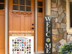 Interchangeable WELCOME SIGN 45" includes 1 interchangeable SEASON CHANGER PIECE Magnetic Sign Gift Porch Door - Wooden Hearts Inc