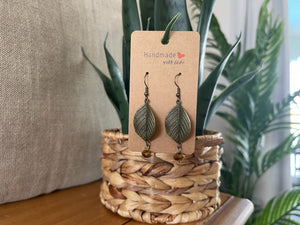 EARRINGS Metal Leaf Beads[Boho Hippie Trendy]Stainless steel/Antique Bronze Hypo-Allergenic Hooks[Dangle Light weight]Gift for Her - Wooden Hearts Inc