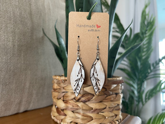 EARRINGS Natural Wood Vine[Boho Hippie Elegant Trendy]Stainless steel/Antique Bronze Hypo-Allergenic Hooks[Dangle Light weight]Gift for her - Wooden Hearts Inc