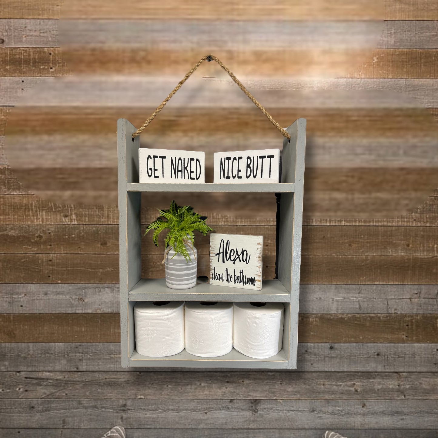 Ladder Shelf | BATHROOM Laundry kitchen Bedroom Livingroom | Home| Farmhouse rustic distressed | Towels | Toilet Paper | Spice Rack |Hanging