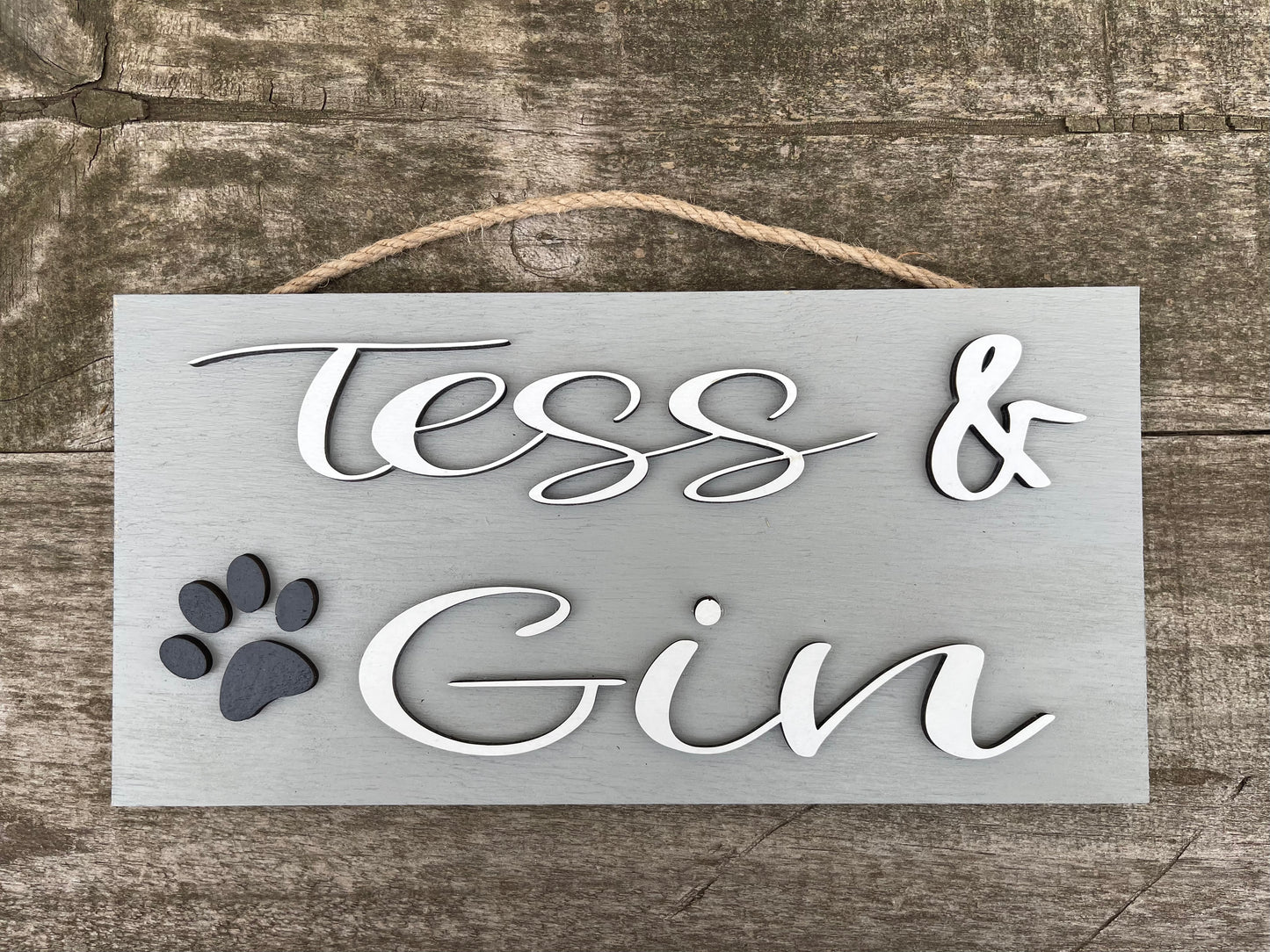 DOG Sign Kennel Custom Name Cat Puppy Kitten Bed 12x3 Wood Hanger Paw Personalize Gift Home - Wooden Hearts Inc