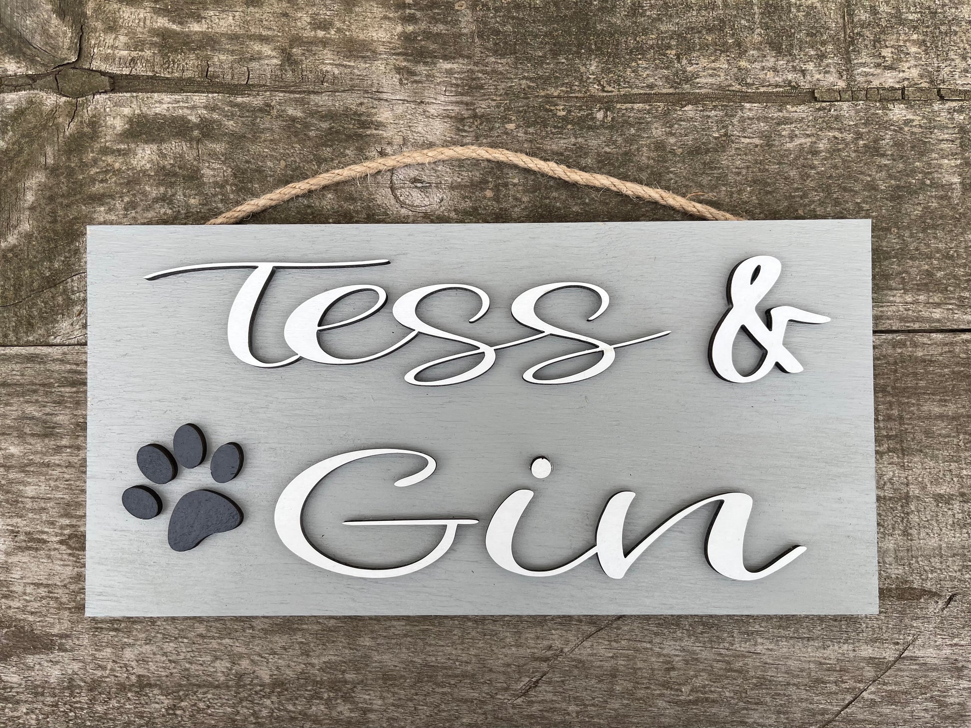 DOG Sign Kennel Custom Name Cat Puppy Kitten Bed 12x3 Wood Hanger Paw Personalize Gift Home - Wooden Hearts Inc