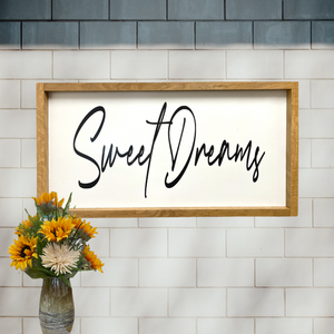 Sign Sweet Dreams Oak Framed Bedroom gift 23.75”x13” Home Gift Kids room - Wooden Hearts Inc