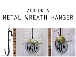 METAL DOOR HANGER, Wreath Holder, Black, 12 inches, Over the Door Hook - Wooden Hearts Inc