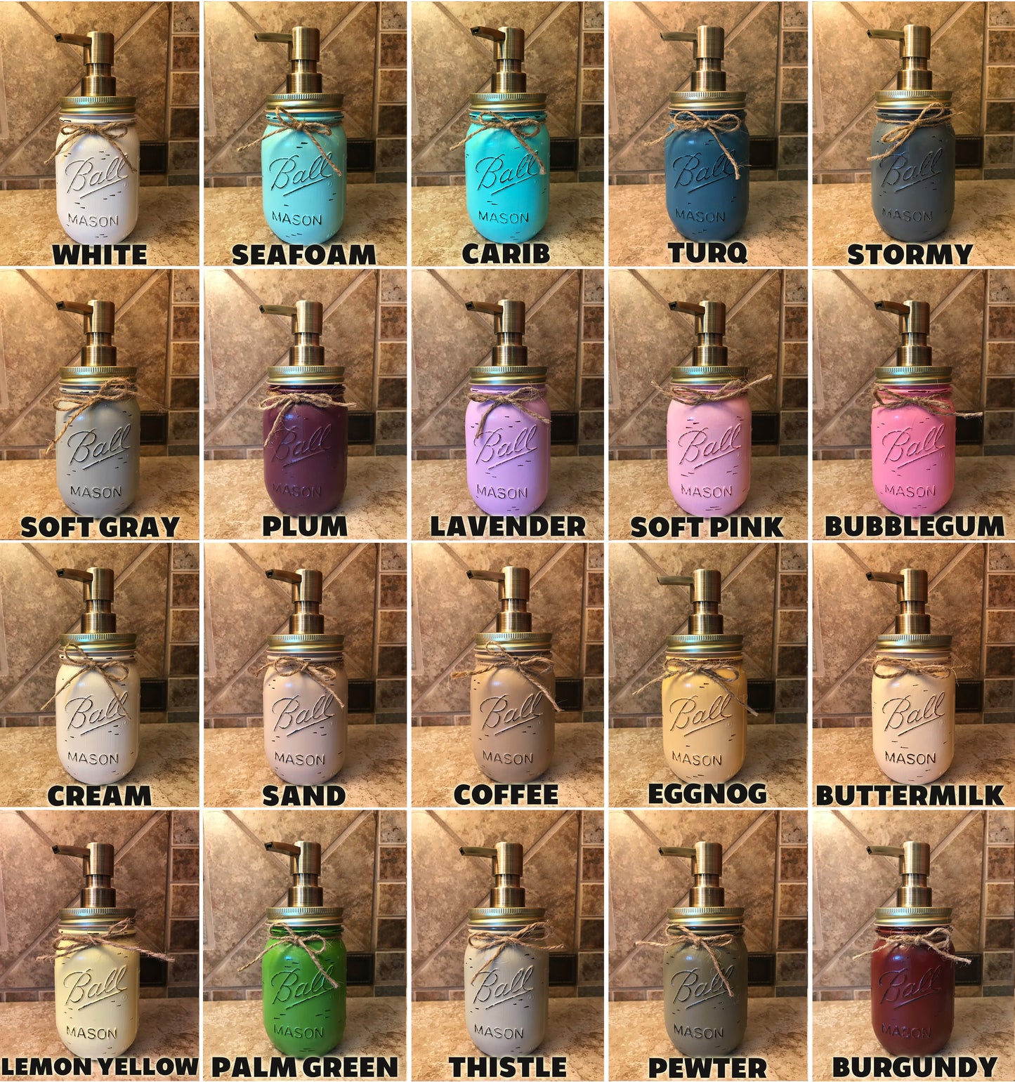 Mason JAR SOAP Brass Bronze Gold Metal DISPENSER Distressed Ball Pint *Kitchen Bathroom Cream White - Wooden Hearts Inc