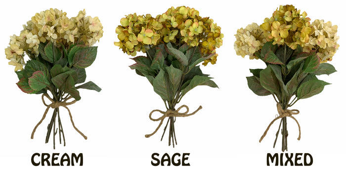 HYDRANGEA stem Bouquet BUNDLE *Wedding decoration FLOWERS *craft *Cream *Sage Cream