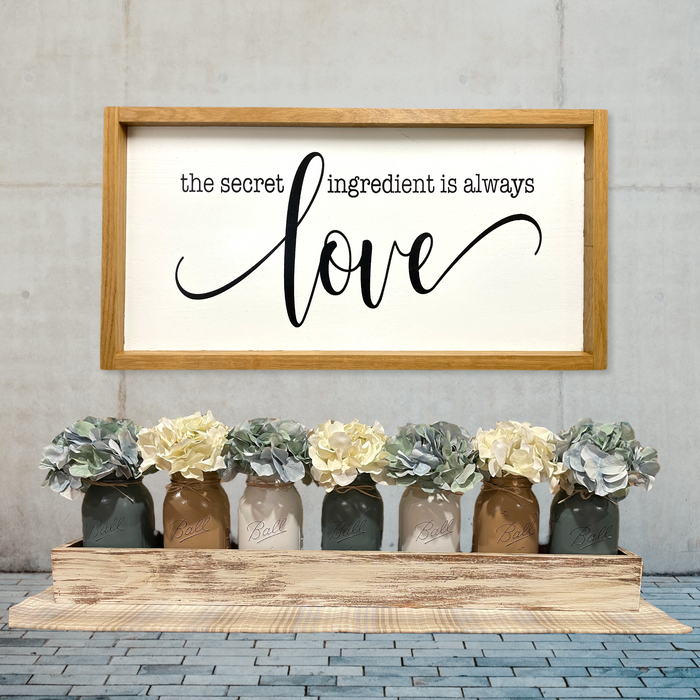 Sign The secret ingredient is always Love framed wall hanging 25”x13”bedroom home family room