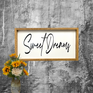 Sign Sweet Dreams Oak Framed Bedroom gift 23.75”x13” Home Gift Kids room - Wooden Hearts Inc