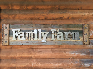 FAMILY FARM Farmhouse Decor Wall Rustic Sign Shutter Distressed Industrial Farmer - Wooden Hearts Inc