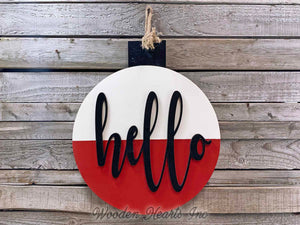 WELCOME Sign Outdoors to the Lake River Fishing Decor BOBBER Door Hanger Cabin Wall - Wooden Hearts Inc