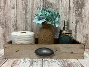 WOOD DRAWER Tray with METAL Handle *Bathroom Kitchen *Distressed Drawer Only - Wooden Hearts Inc