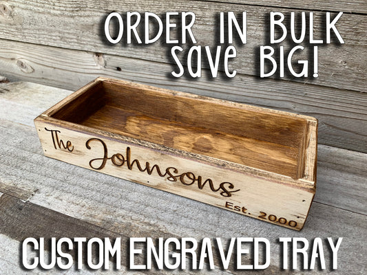 CUSTOM WEDDING Tray Graduation Anniversary Baby Shower ENGRAVED Centerpiece Personalize - Wooden Hearts Inc