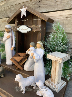 STABLE WOODEN Creche *Nativity Christmas Decor  ***BROWN*** - Wooden Hearts Inc