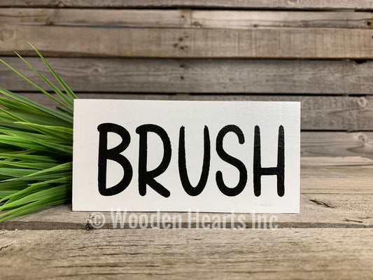 BATHROOM Sign Brush, Floss, Wash, Flush, Shower, Nice Butt, Wash hands, Get Naked 3x6 - Wooden Hearts Inc