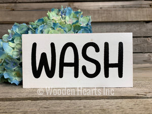 BATHROOM Sign Brush, Floss, Wash, Flush, Shower, Nice Butt, Wash hands, Get Naked 3x6 - Wooden Hearts Inc